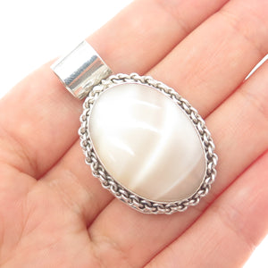 925 Sterling Silver Vintage Mexico Real Mother-of-Pearl Charm Pendant