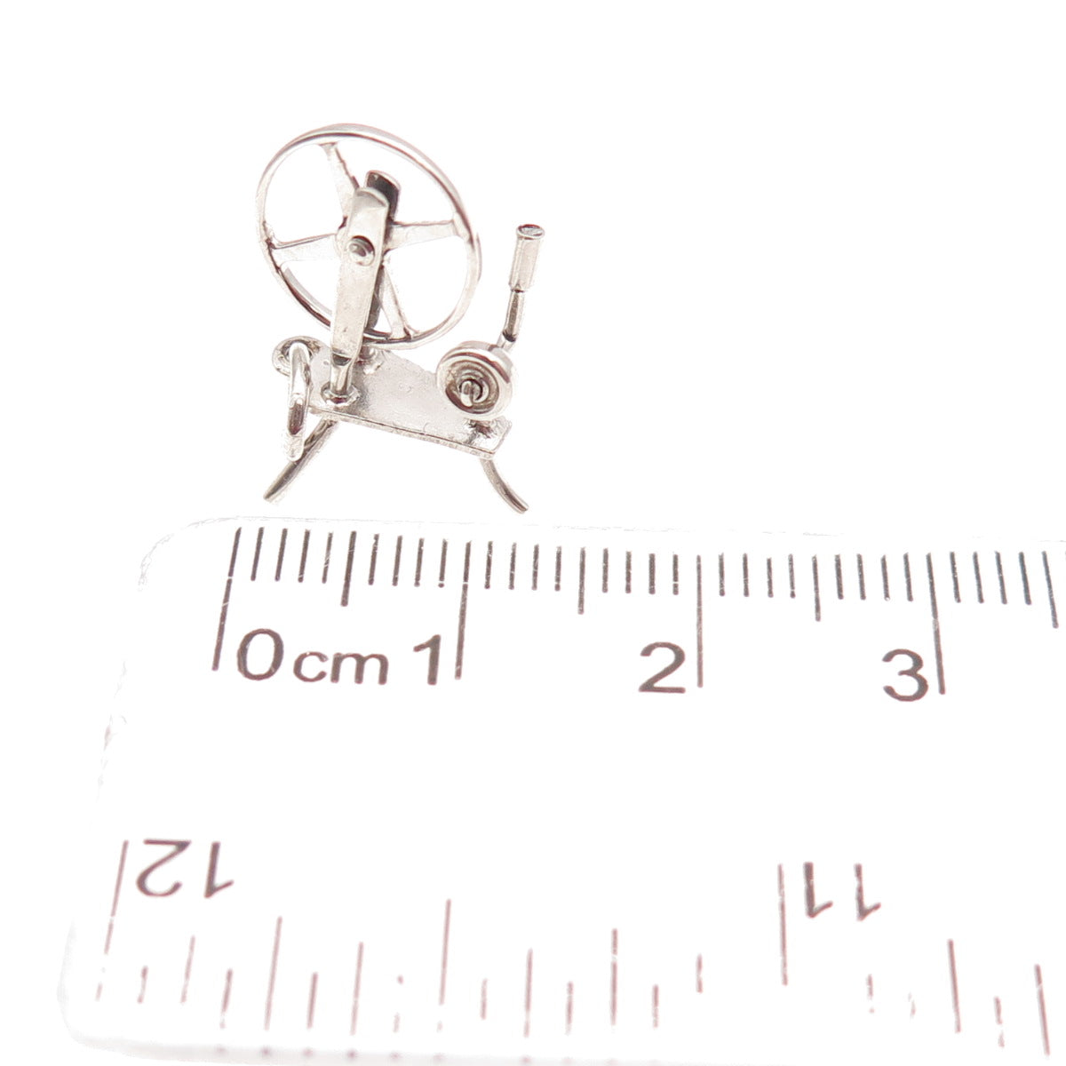 925 Sterling Silver Antique Art Deco Spinning Wheel Movable 3D Mini Pendant