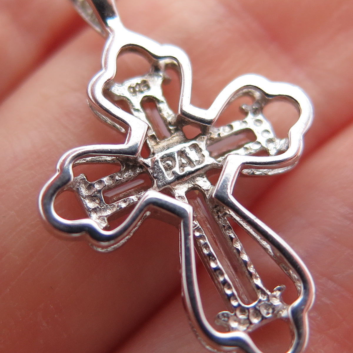 925 Sterling Silver Baguette-Cut C Z Cross Minimalist Charm Pendant