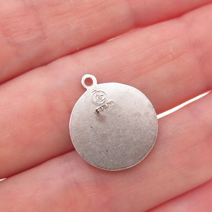 925 Sterling Silver Vintage Saint Francis of Assisi Oxidized Charm Pendant