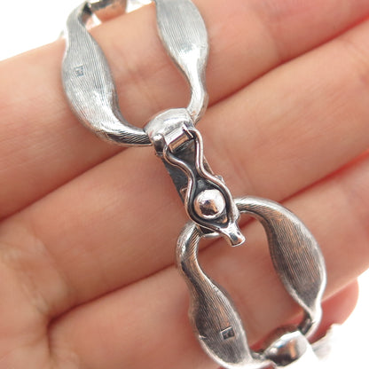 SAAD 800 Silver Vintage Egypt Modernist Oxidized Link Bracelet 7"