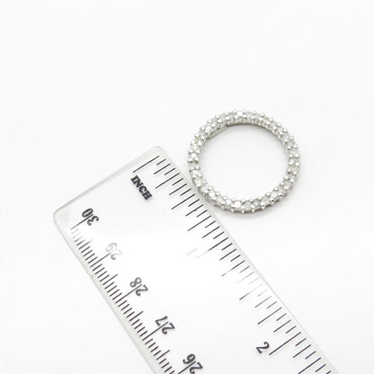 925 Sterling Silver Real White Diamond Circle of Life Slide Pendant