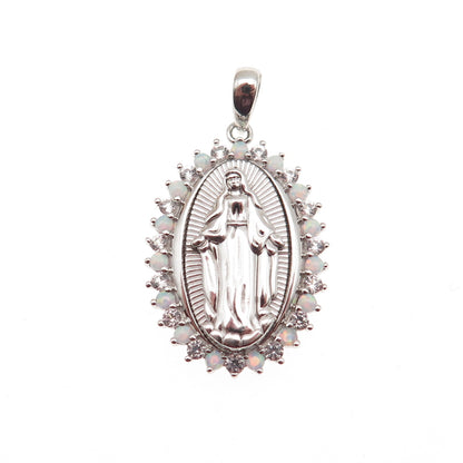 RL Richline 925 Sterling Silver Real Opal & White Topaz St. Mary Pendant