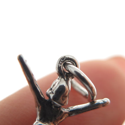 925 Sterling Silver Vintage Cheerleader Minimalist 3D Charm Pendant