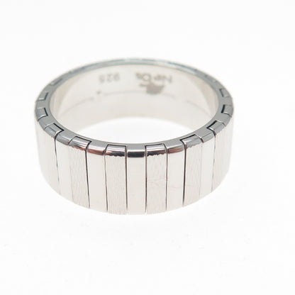 NEOS 925 Sterling Silver Textured Ribbed Band Ring Size 8.25