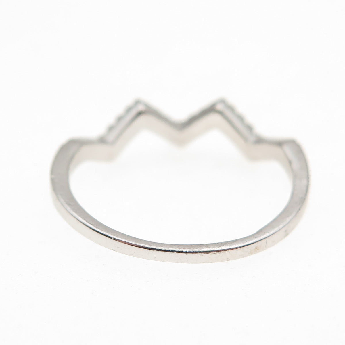 925 Sterling Silver Round-Cut C Z Zig Zag Ring Size 7