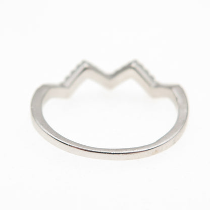 925 Sterling Silver Round-Cut C Z Zig Zag Ring Size 7