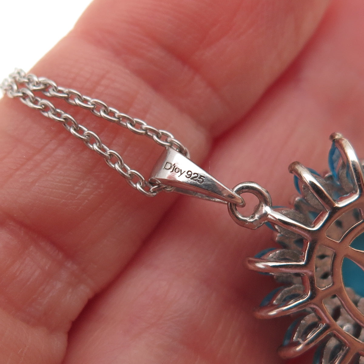 D'Joy Sterling Silver Real Sleeping Beauty Turquoise Apatite Chain Necklace 20"