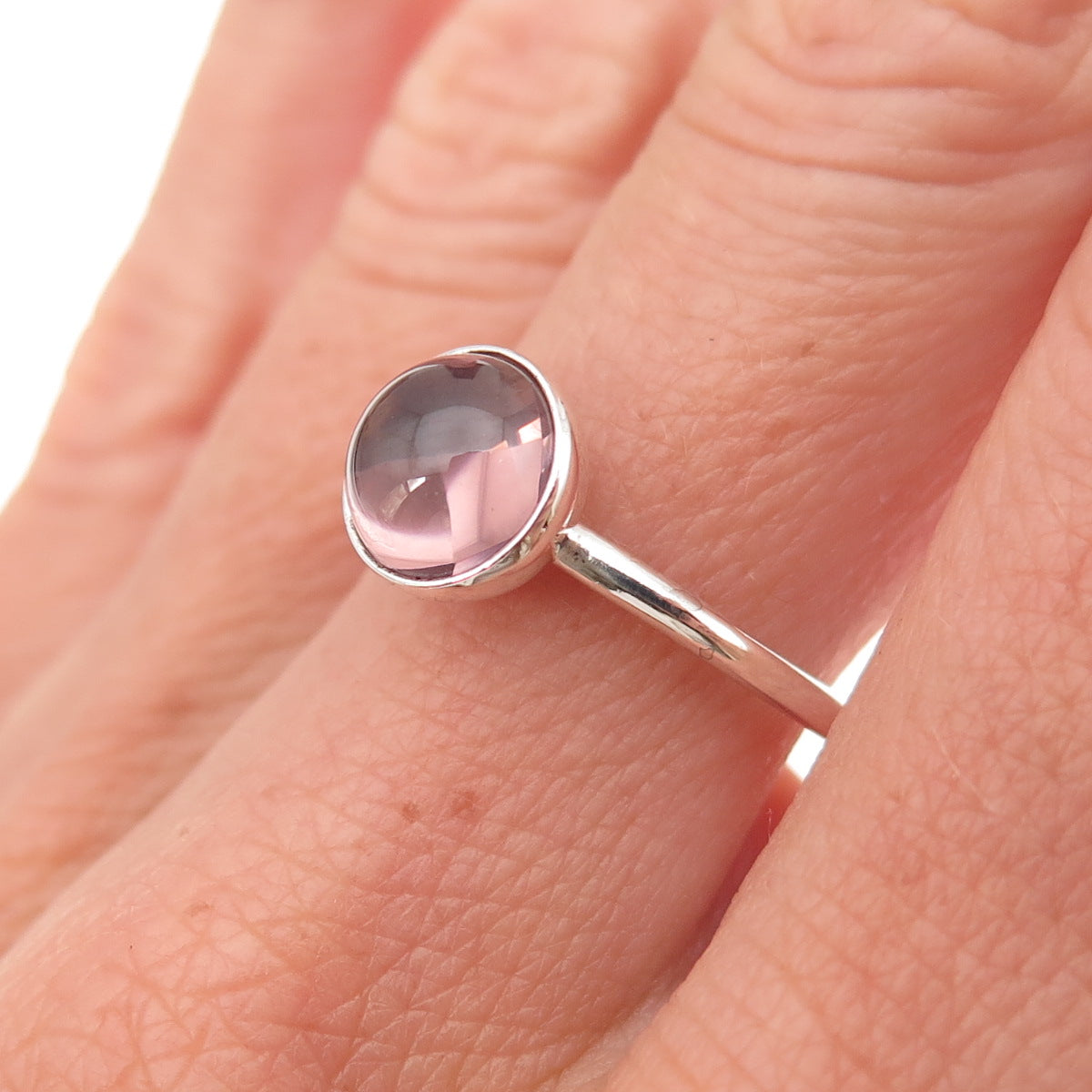 Pandora 925 Sterling Silver Pink Crystal Poetic Droplet Ring Size 6.75