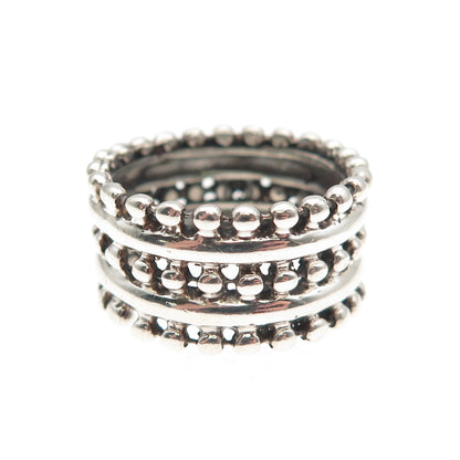 925 Sterling Silver Vintage Beaded Oxidized Band Ring Size 7