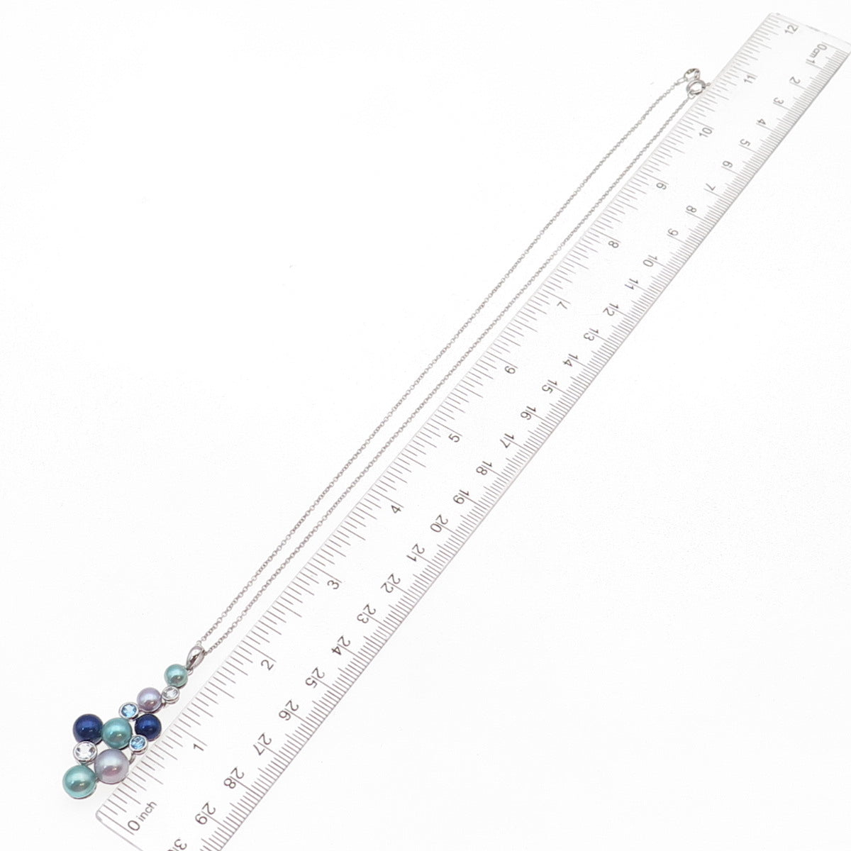 Honora 925 Sterling Real Multi-Color Pearl Blue & White Topaz Chain Necklace 18"