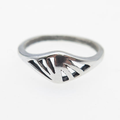 925 Sterling Silver Vintage Ribbed Oxidized Ring Size 6.5