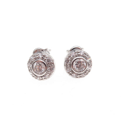 925 Sterling Silver Round-Cut C Z Stud Earrings