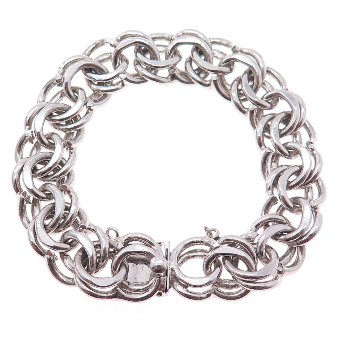925 Sterling Silver Antique Art Deco Bismark Link Bracelet 6.75"