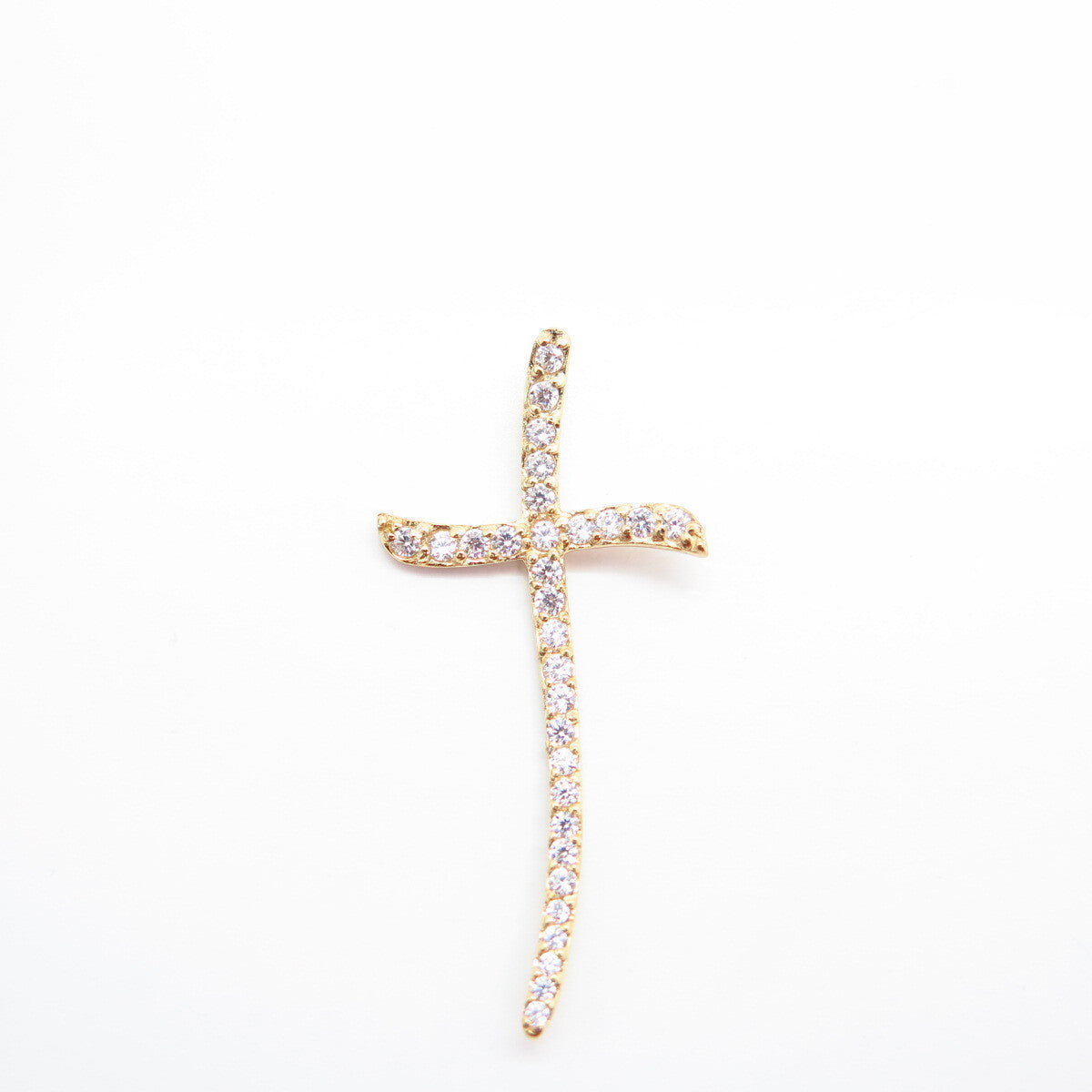 925 Sterling Silver Gold Plated C Z Cross Slide Pendant