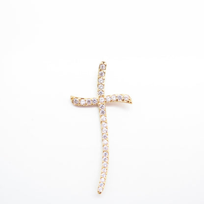 925 Sterling Silver Gold Plated C Z Cross Slide Pendant