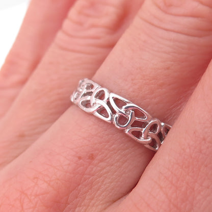 Solvar 925 Sterling Silver Vintage Ireland Celtic Trinity Knot Ring Size 7.25