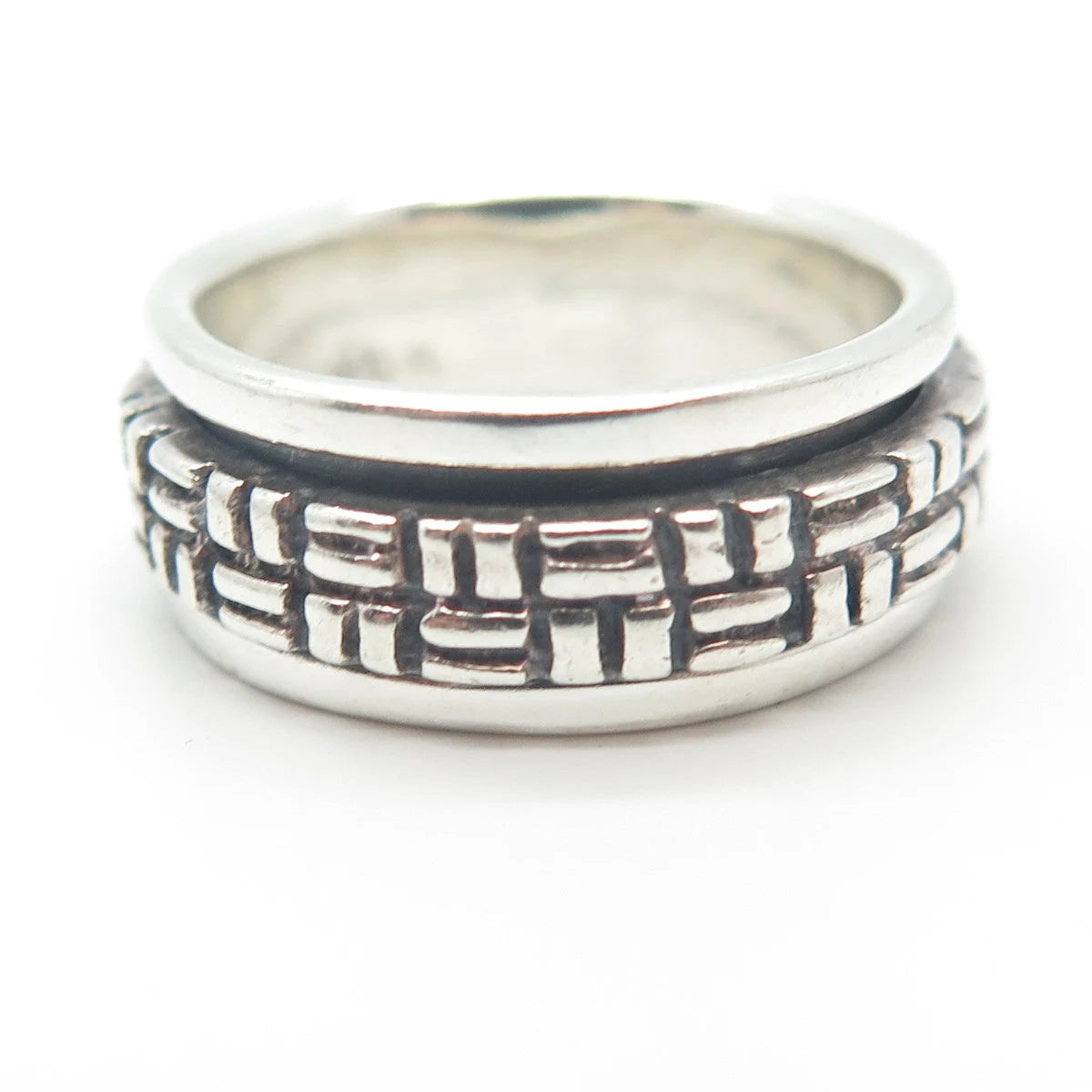 925 Sterling Silver Vintage Woven Rotating Band Ring Size 5.75