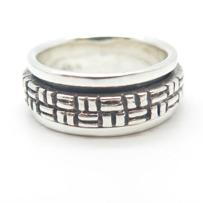 925 Sterling Silver Vintage Woven Rotating Band Ring Size 5.75