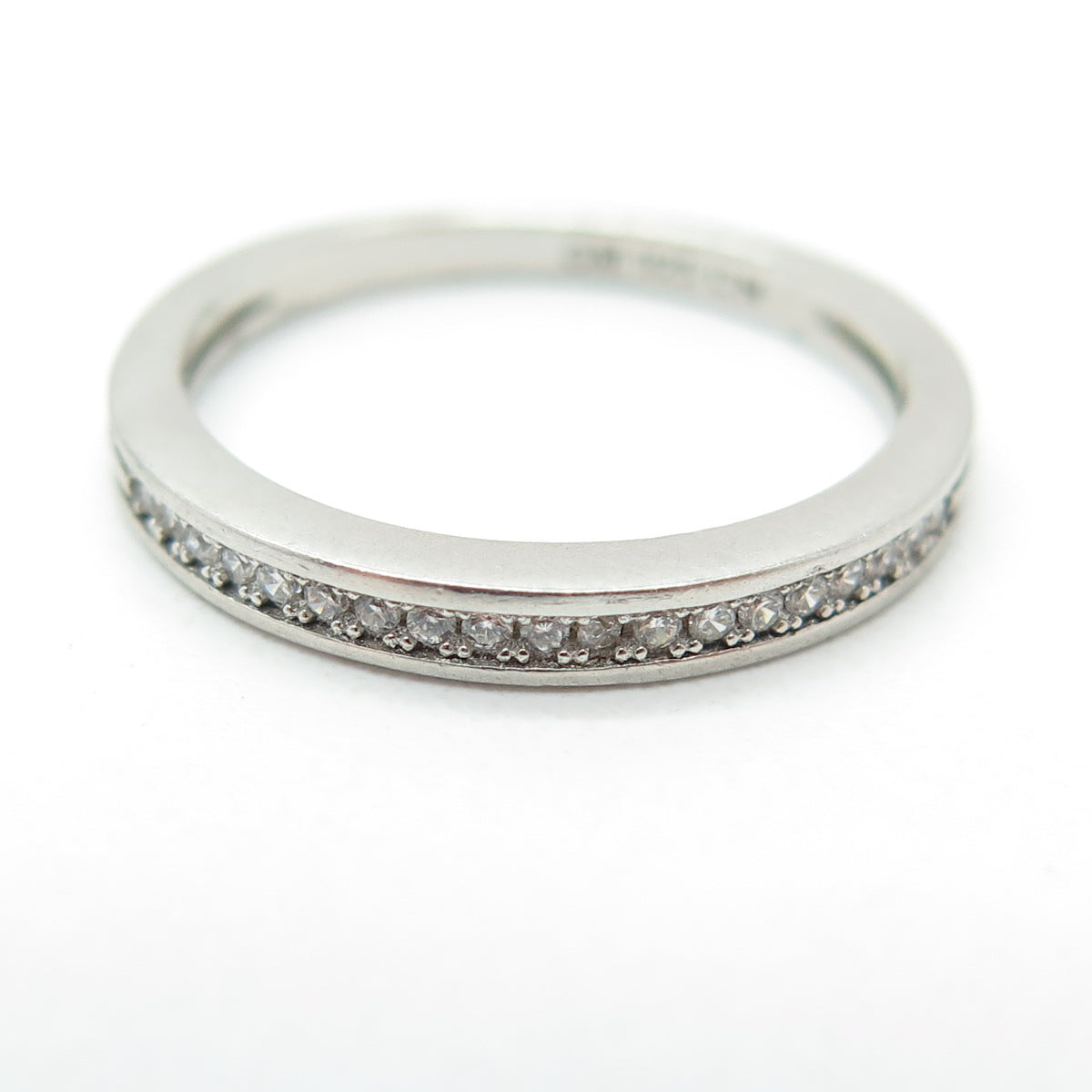 925 Sterling Silver Round-Cut C Z Half Eternity Ring Size 6.25