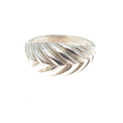 925 Sterling Silver Vintage Modernist Arrow Dome Ring Size 6