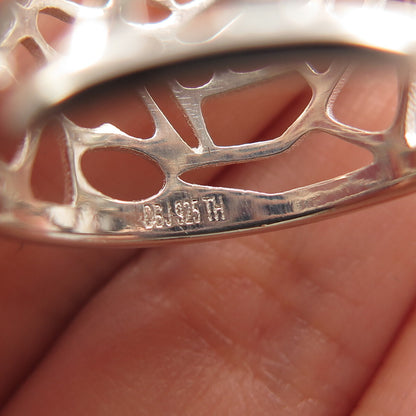 925 Sterling Silver Vintage Cutout Wide Band Ring Size 6
