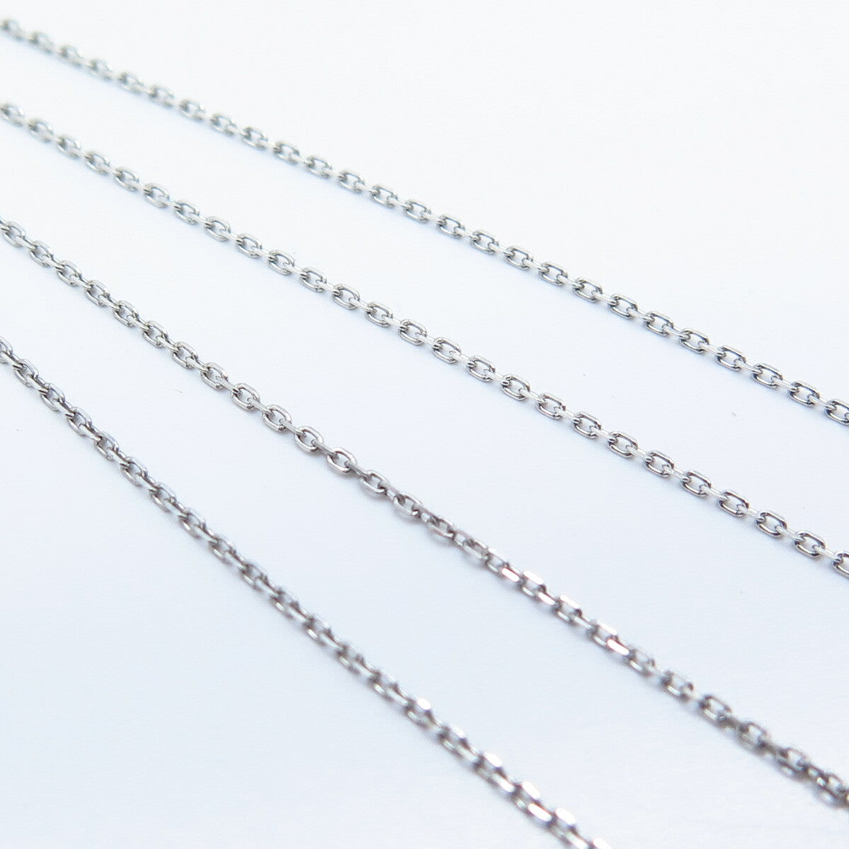 925 Sterling Silver Italy Real White Black Diamond Heart Rolo Chain Necklace 18"