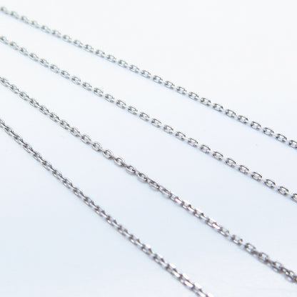 925 Sterling Silver Italy Real White Black Diamond Heart Rolo Chain Necklace 18"