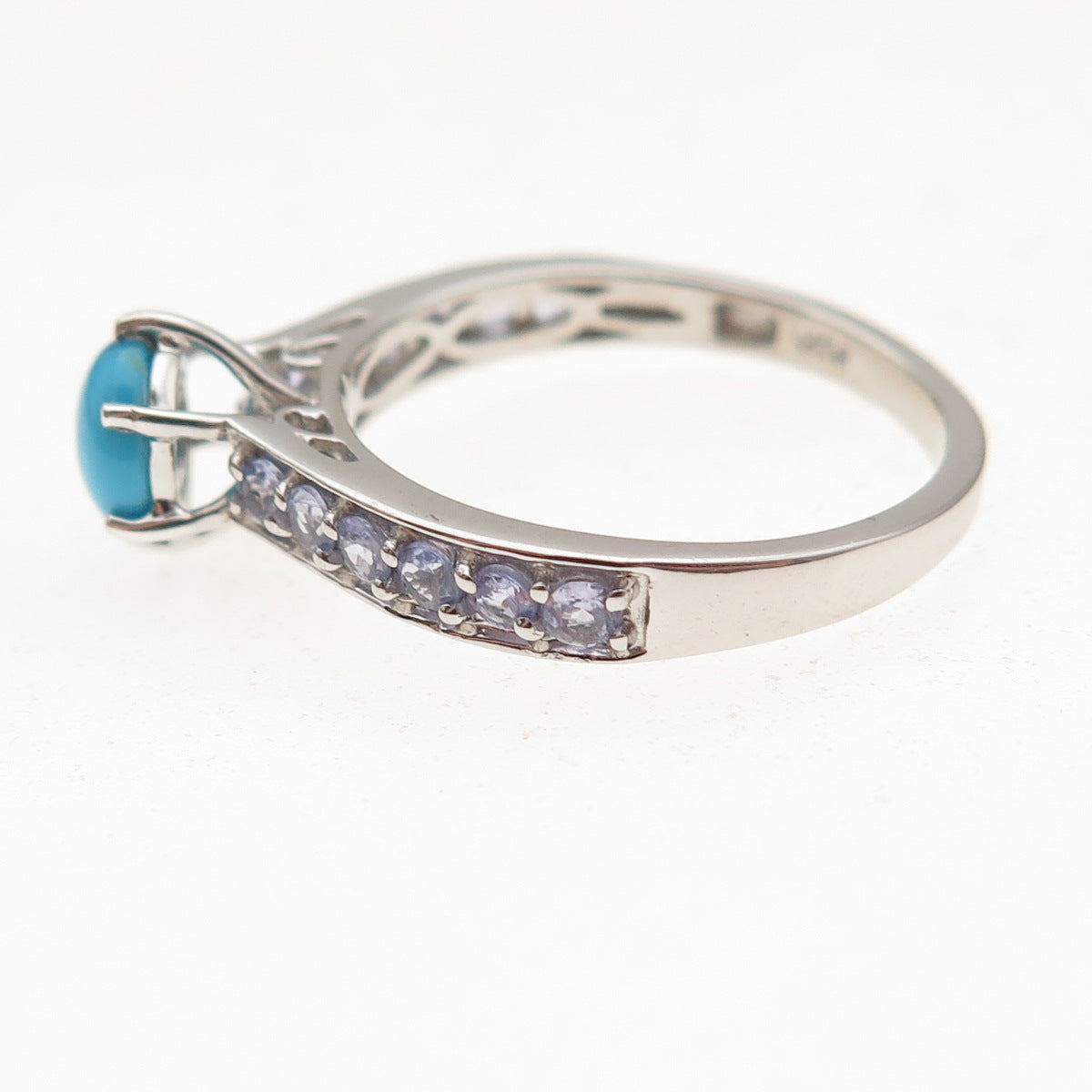 Chuck Clemency 925 Sterling Silver Real Turquoise & Tanzanite Ring Size 7.25