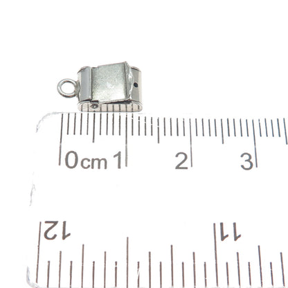 925 Sterling Silver Antique Art Deco Mail Box Minimalist 3D Charm Pendant