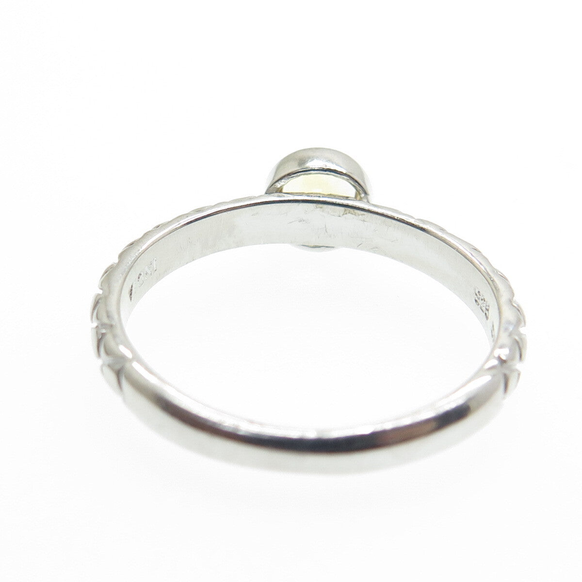925 Sterling Silver Real Round-Cut Citrine Wicker Ring Size 7.75
