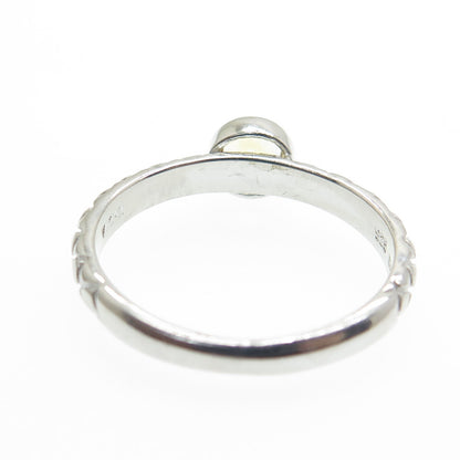 925 Sterling Silver Real Round-Cut Citrine Wicker Ring Size 7.75