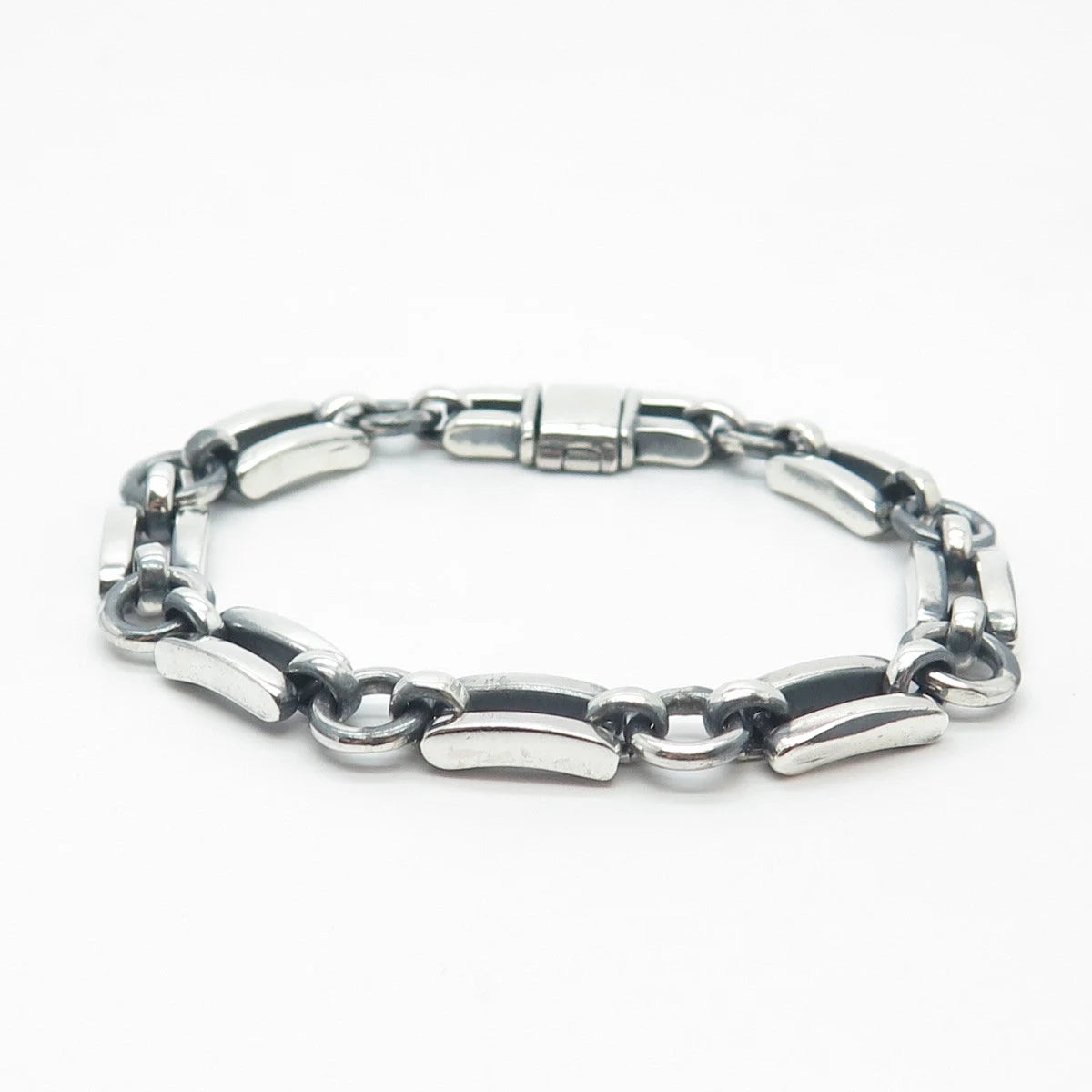 925 Sterling Silver Vintage P.R. EX Bar Link Bracelet 6.75"