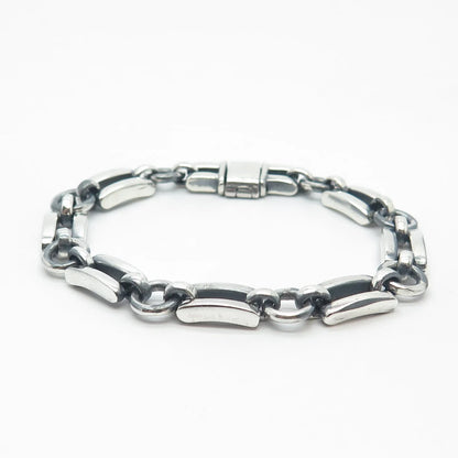 925 Sterling Silver Vintage P.R. EX Bar Link Bracelet 6.75"