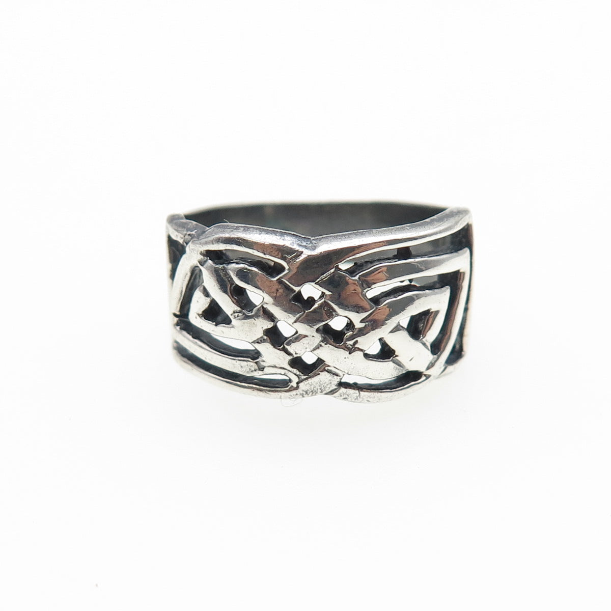 925 Sterling Silver Vintage Celtic Knot Oxidized Ring Size 6.25