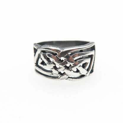 925 Sterling Silver Vintage Celtic Knot Oxidized Ring Size 6.25