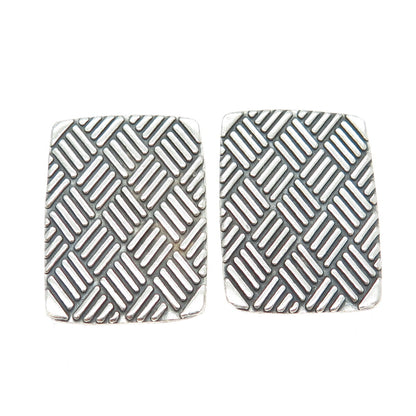 925 Sterling Silver Vintage Mexico Modernist Geometric Clip On Earrings