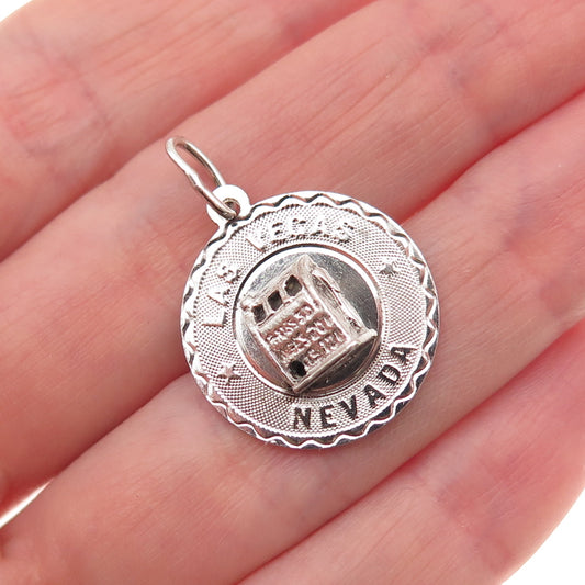 925 Sterling Silver Vintage Las Vegas Nevada Slot Machine Charm Pendant