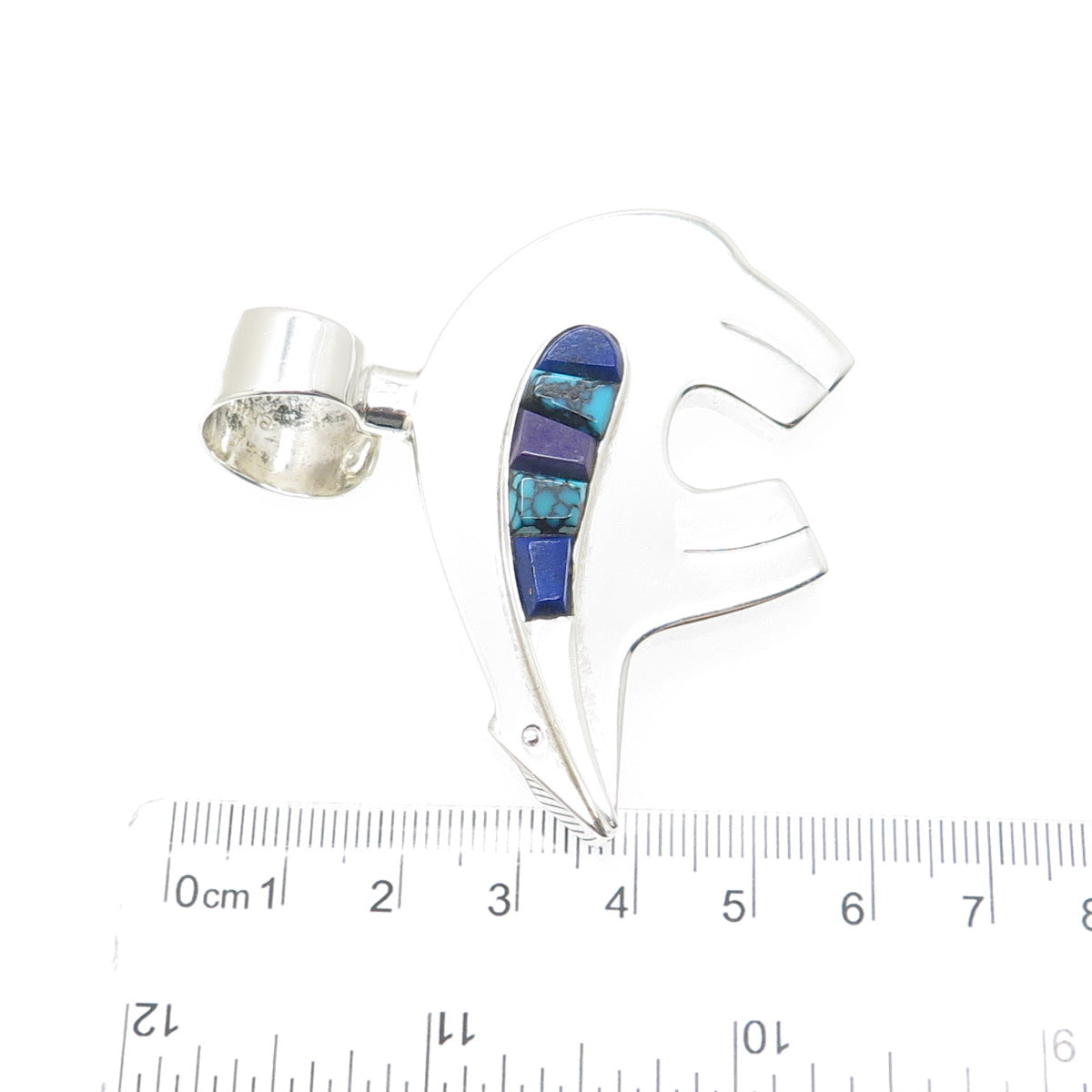 CHRISTIN WOLF Old Pawn 925 Sterling Turquoise Lapis Sugilite Native Bear Pendant