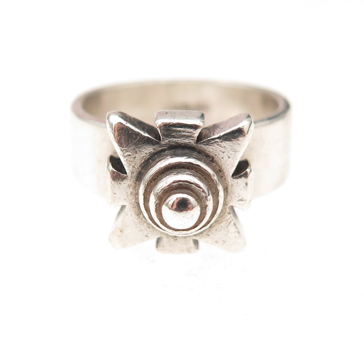 925 Sterling Silver Vintage Cross Oxidized Ring Size 5.75