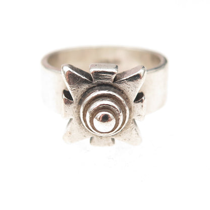 925 Sterling Silver Vintage Cross Oxidized Ring Size 5.75