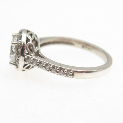 925 Sterling Silver Round-Cut C Z Engagement Ring Size 7