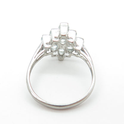 CHAPAL ZENRAY 925 Sterling Silver Real Light Blue Topaz Cluster Ring Size 6.75
