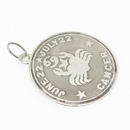 925 Sterling Silver Vintage M&M Cancer Zodiac Sign Charm Pendant