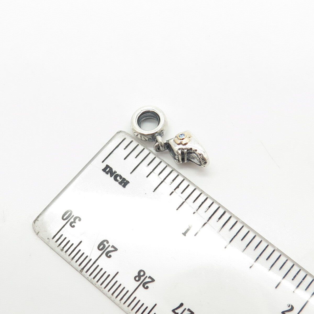 Pandora 925 Sterling Silver & Gold Plated C Z Shoe Dangle Charm