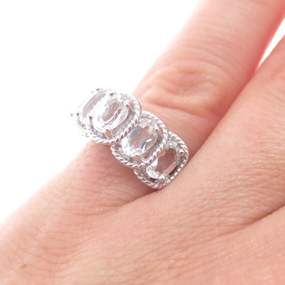 925 Sterling Silver Oval-Cut C Z Ring Size 5.25