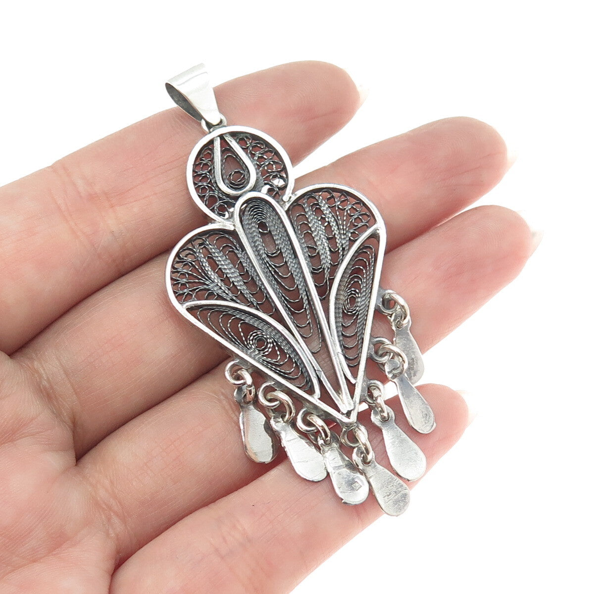 925 Sterling Silver Vintage Filigree Pendant
