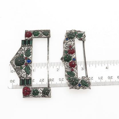 Charles Forgelot 800 Silver Antique France Gem SET of 5 Buckles (missing stones)