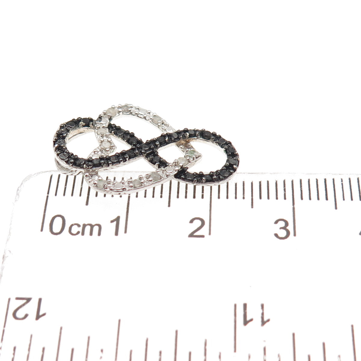 Charles Winston Sterling Real Black & White Diamond Heart Infinity Slide Pendant