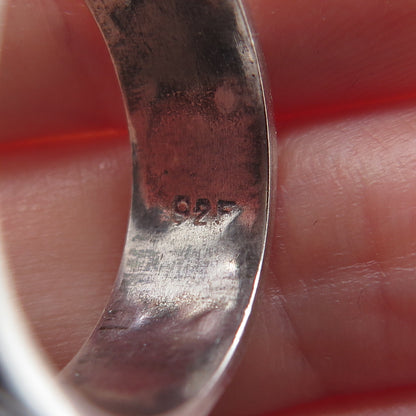 925 Sterling Silver Vintage Spiral Oxidized Band Ring Size 8